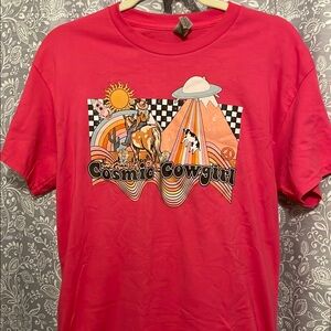 Pink Short Sleeve Tee with Graphic Design